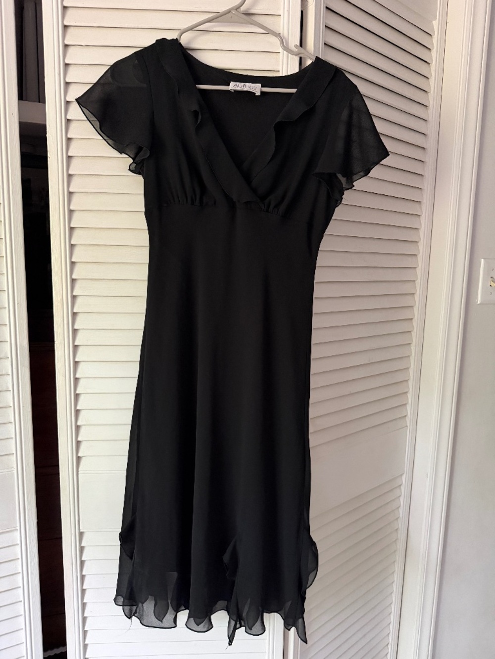 Vtg 90s Y2K AGB Byer California Black Chiffon Dress S Small Whimsigoth Asymmetri